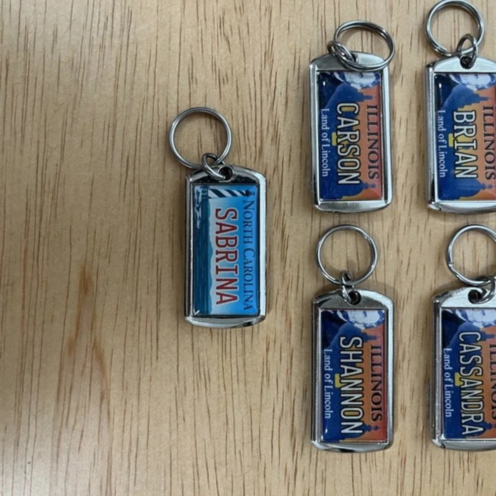 Illinois North Carolina Personalized Name Assorted Keychains MINI‎ SHINERZ